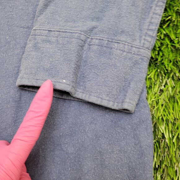 Vintage 80s Woolrich Flannel Button Shirt Womens Large 23x28 Blue Boyfriend - Picture 9 of 13